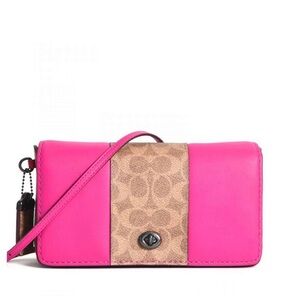 Coach Vibrant Pink and Tan Crossbody Bag